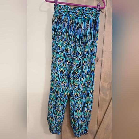 GAIA Boho Abstract Print Harem Style Pants In  Blue/green Multi. Size S/M - Picture 9 of 10